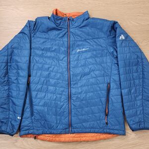 Eddie Bauer First Ascent Jacket Mens L Reversible Blue Orange Zip Puffer Coat